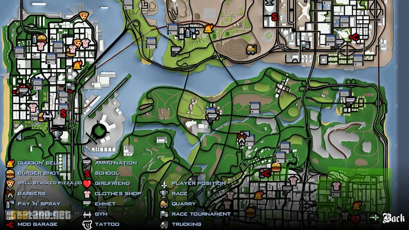 gta san andreas map with everything