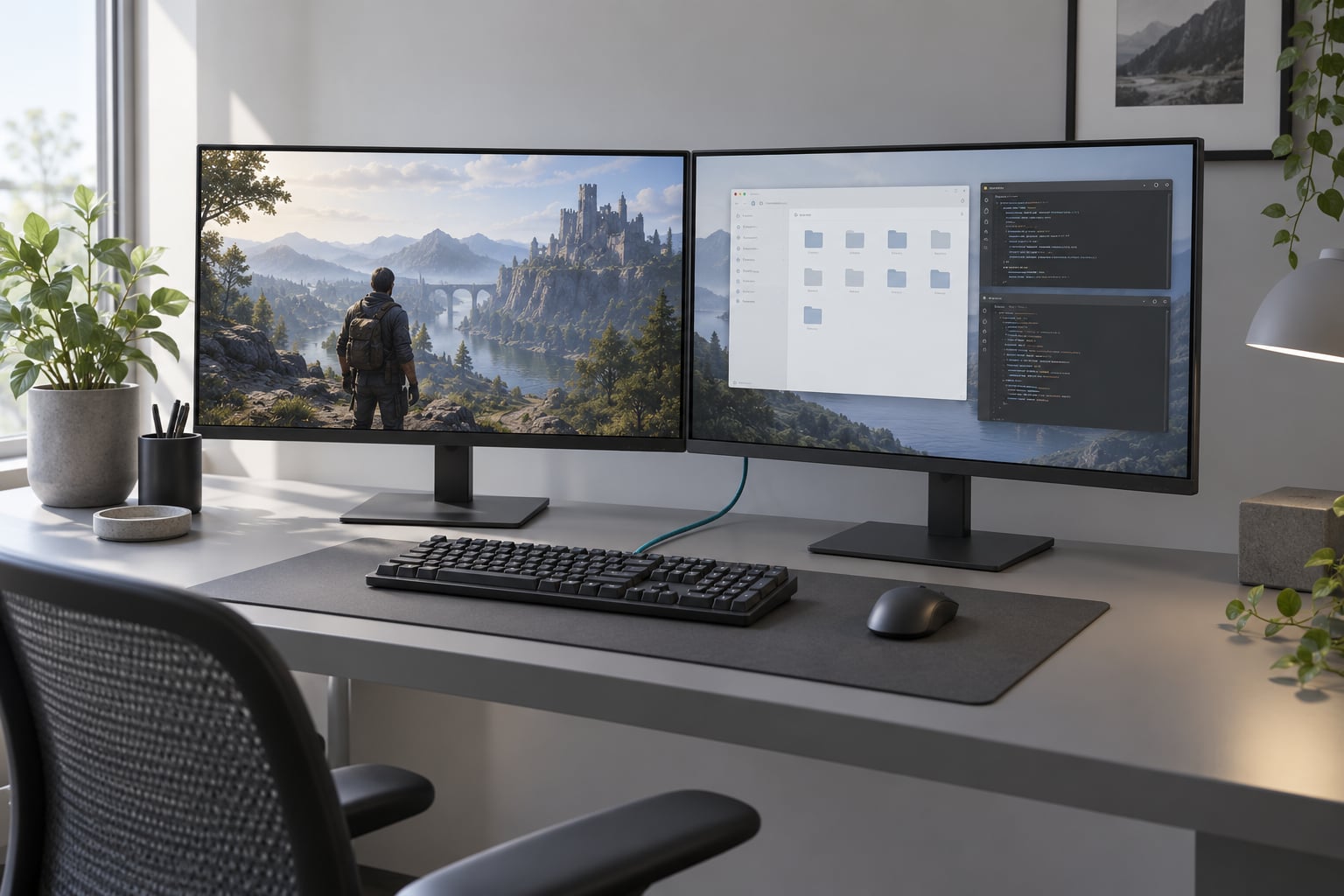 how to set up a dual monitor setup for modding work
