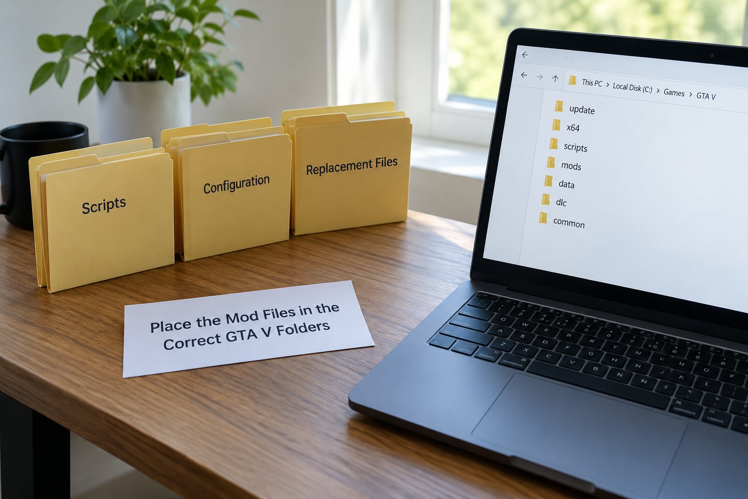 Place the Mod Files in the Correct GTA V Folders