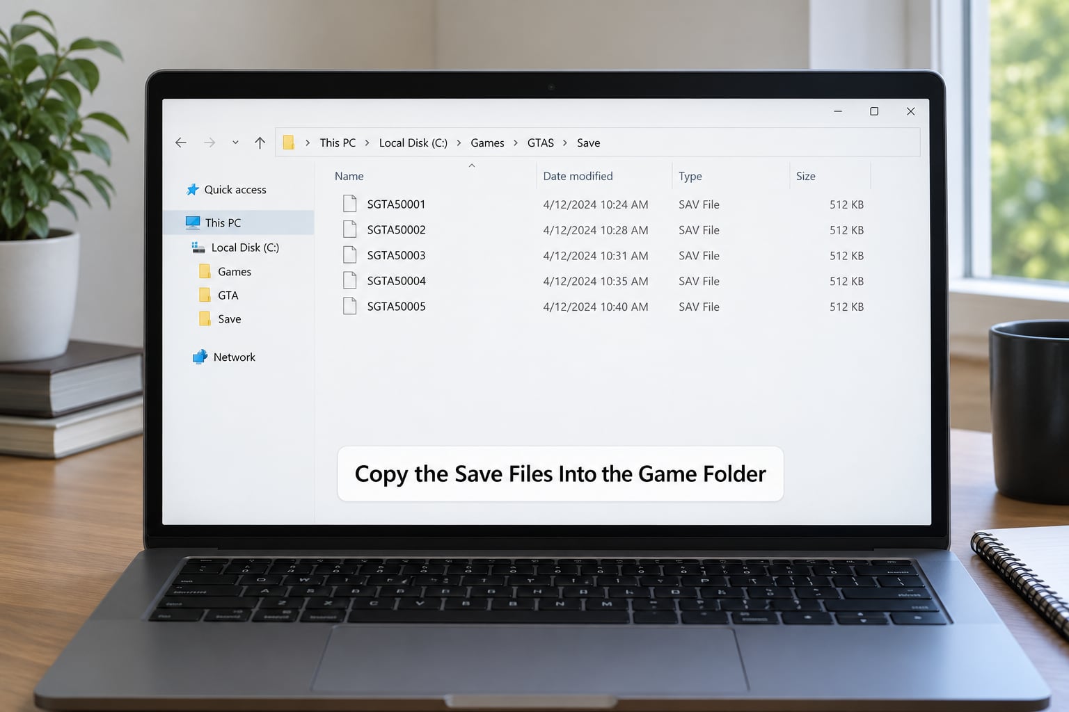 Copy the Save Files Into the Game Folder
