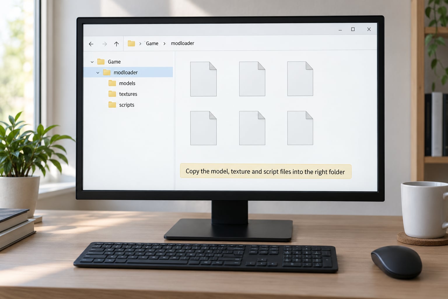 Copy the model, texture and script files into the right folder