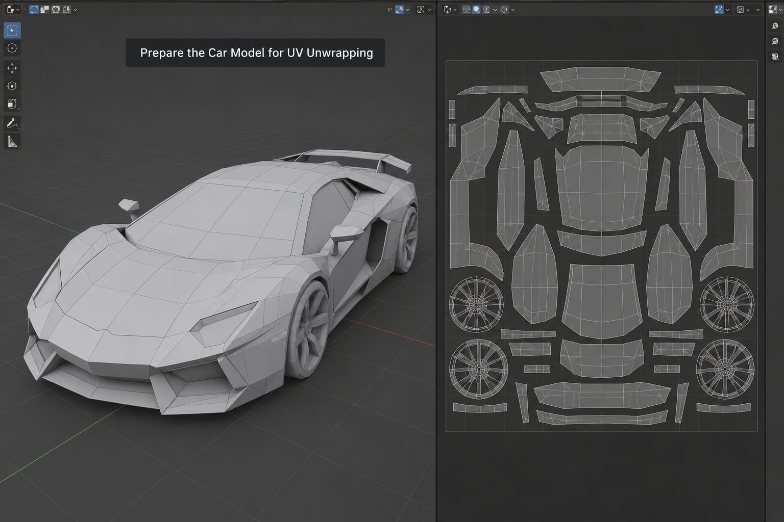 Prepare the Car Model for UV Unwrapping